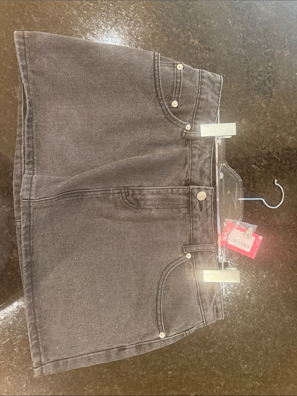 Edikted Black Mini Denim Skirt